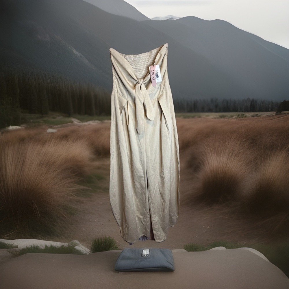 Light Beige Strapless Jumpsuit with Front Tie